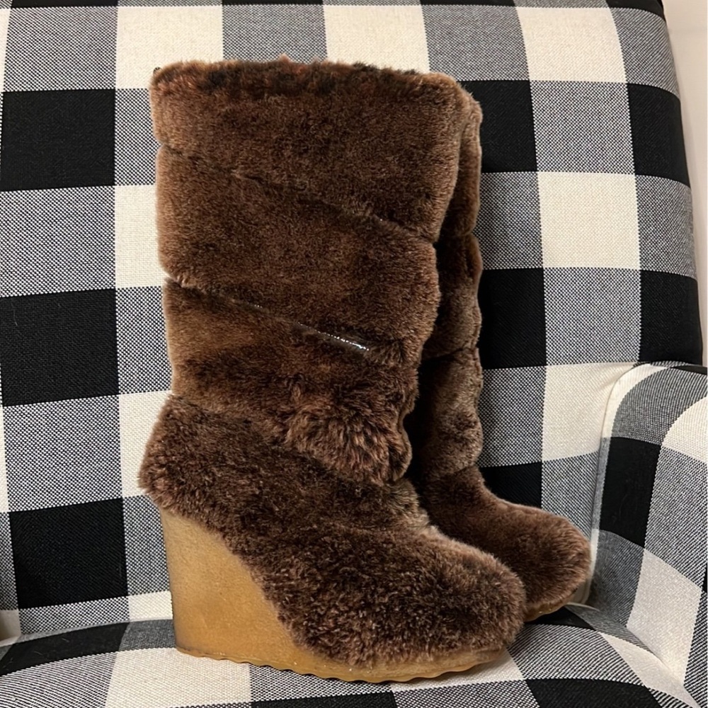 Tory Burch KiKi Shearling Wedge Boots Y2K